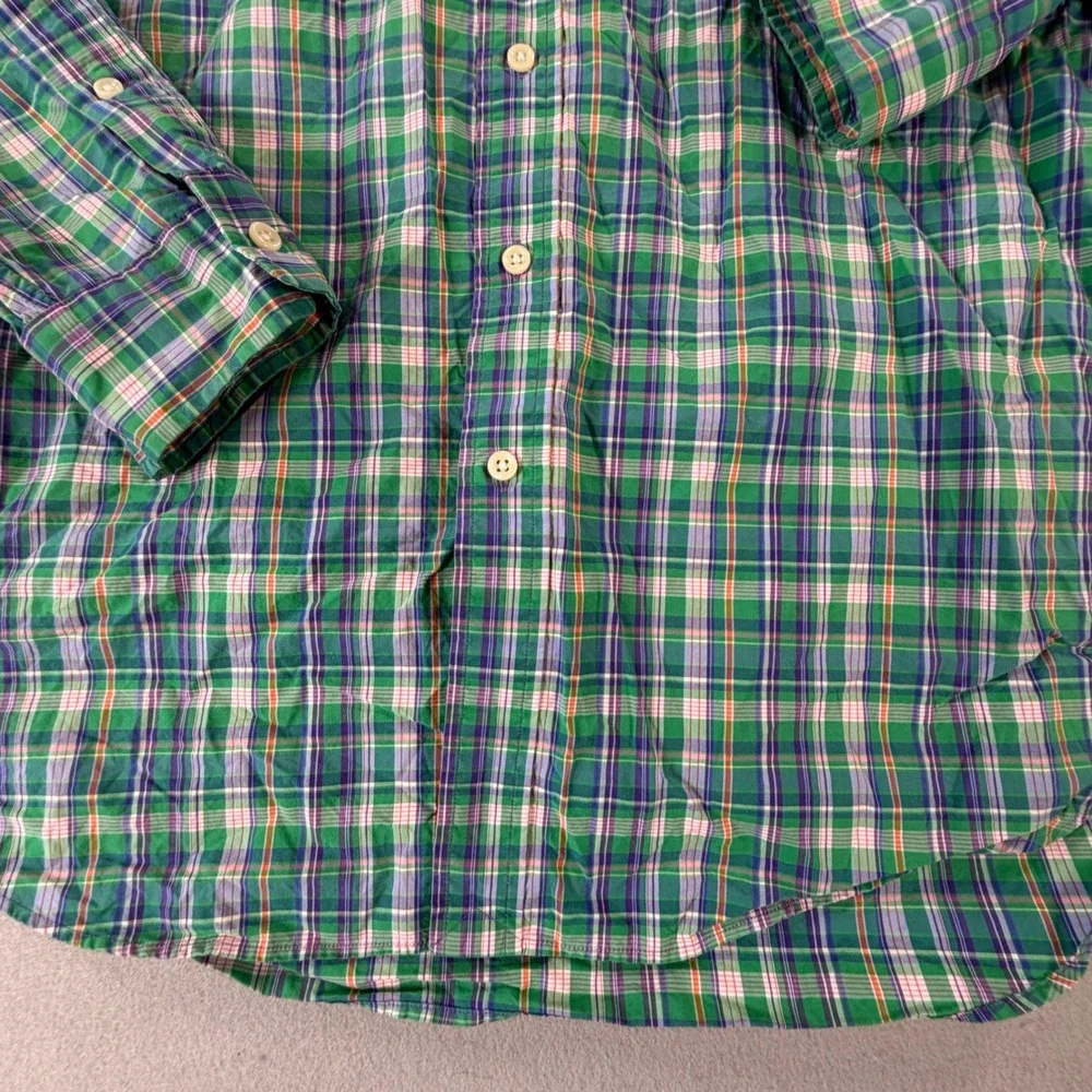 Polo Ralph Lauren Mens Green Plaid Button Down Shirt Slim Fit Preppy 100% Cotton